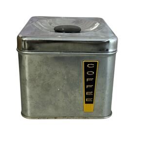 Lincoln Beauty Ware Chrome Canister Coffee USA Deco Retro MCM 50s Metal Tin Lid